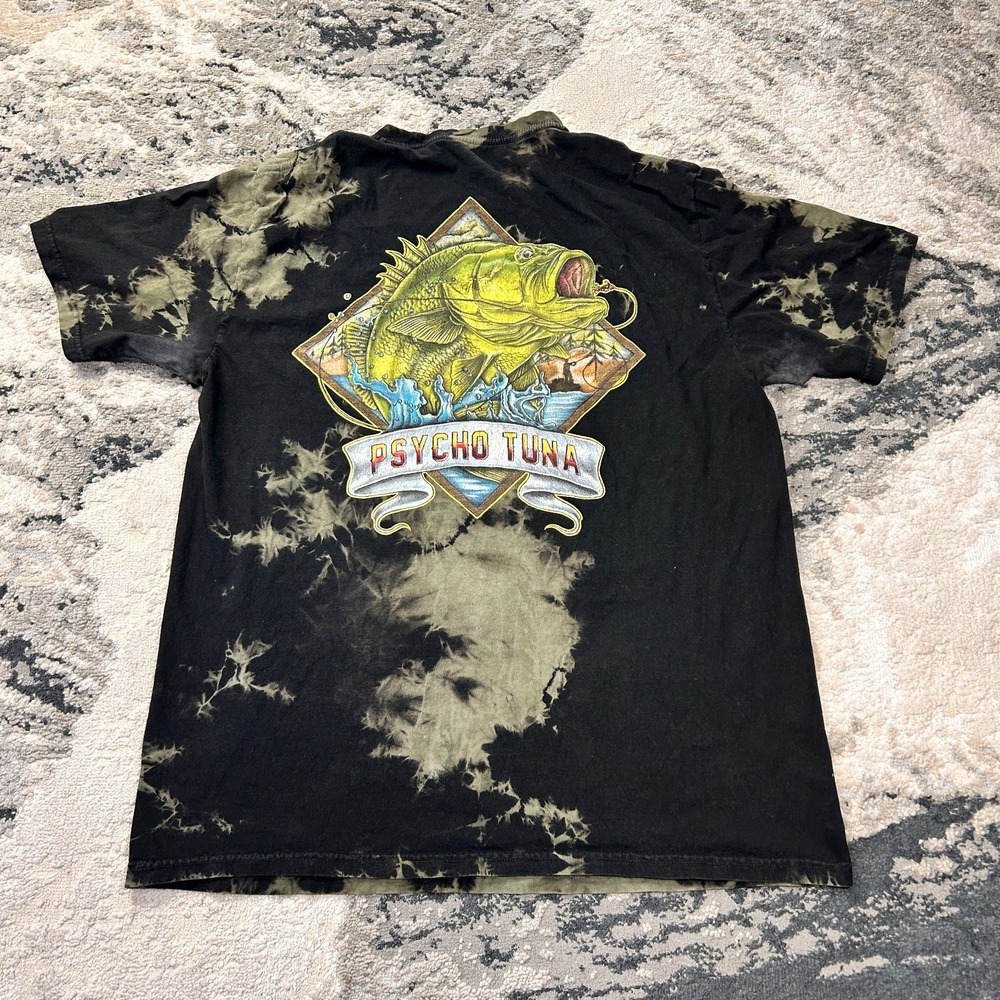 Psycho Tuna Large Mouth T Shirt Mens Black‎ Tie Dye Graphic Print Logo Cotton